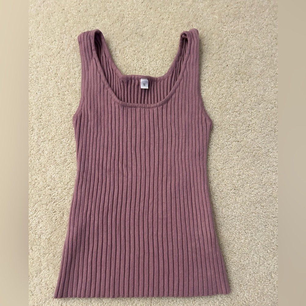 Women's Ribbed Knit Tank Top - Mauve